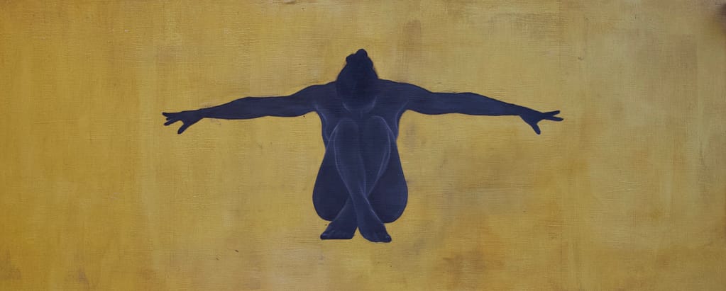 Harmony - Monochrome oil on yellow background