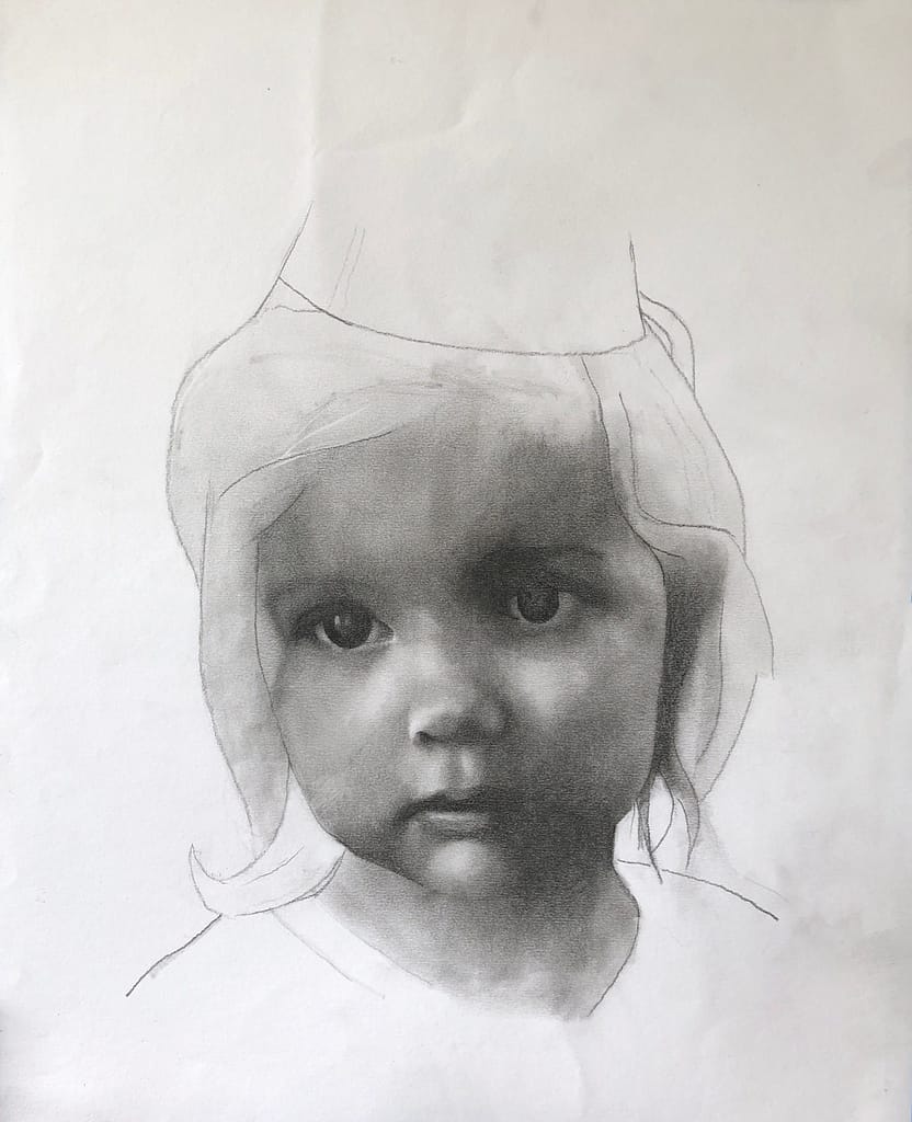 Portraits 24 Child Portrait - Sarah. Graphite.