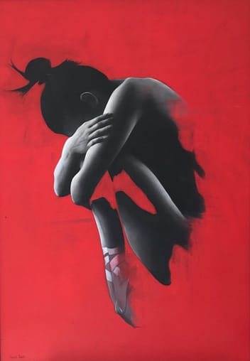 Red Ballerina - large oil painting by Patrick Palmer